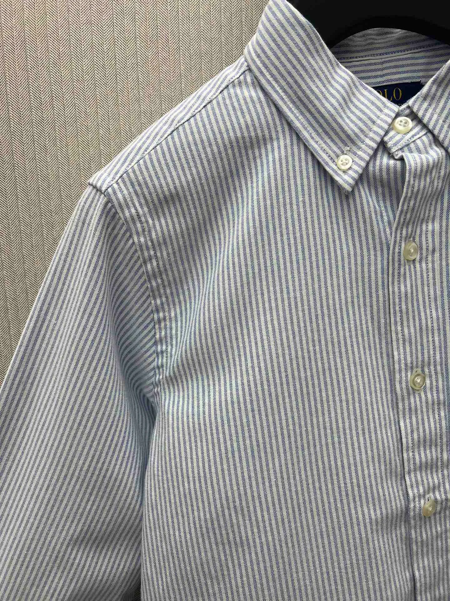 P430 Polo 25ss new logo embroidered striped square collar casual long-sleeved shirt, men's size: XS.S.M.L.XL.